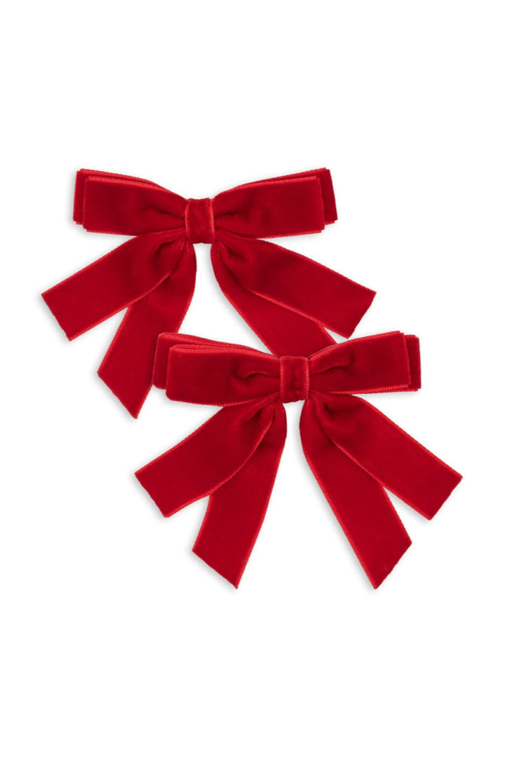 Konges Sløjd - 2 Pack Velvet Double Bow Hair Clips Ks104185 - Barbados Cherry Hårspænder 
