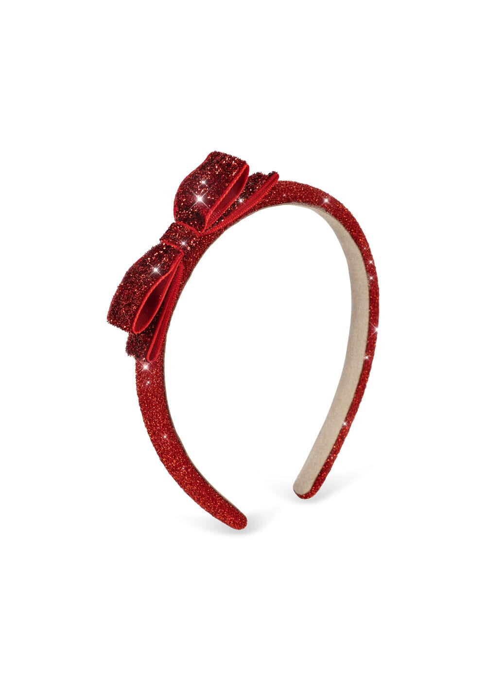 Konges Sløjd - Velvet Bow Hairbrace Ks106640 - Red Glitter