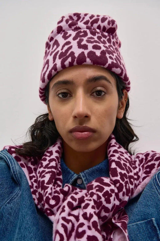 Lala Berlin - Lbbeanie Bina 10020107 - Burgundy Leo Huer 