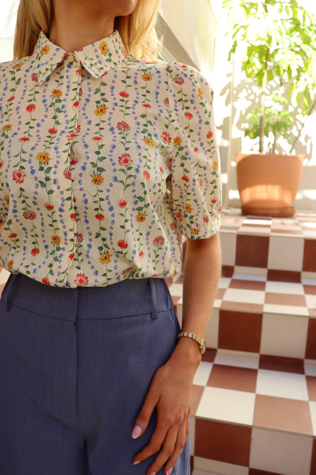 Liberte - Flora Ss Blouse 22181 - Floral Stripe