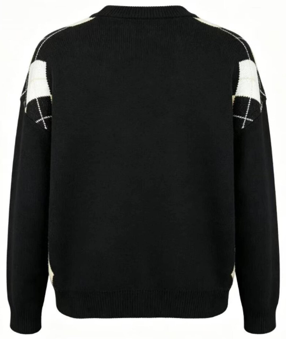 Liberte - Harly Oneck Pullover 22477 - Black Creme Check Strikbluser 
