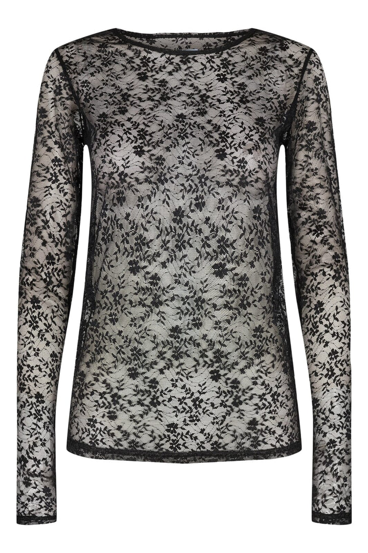 Liberte - Isa-Ls-Lace-Blouse - Black Flower Bluser 