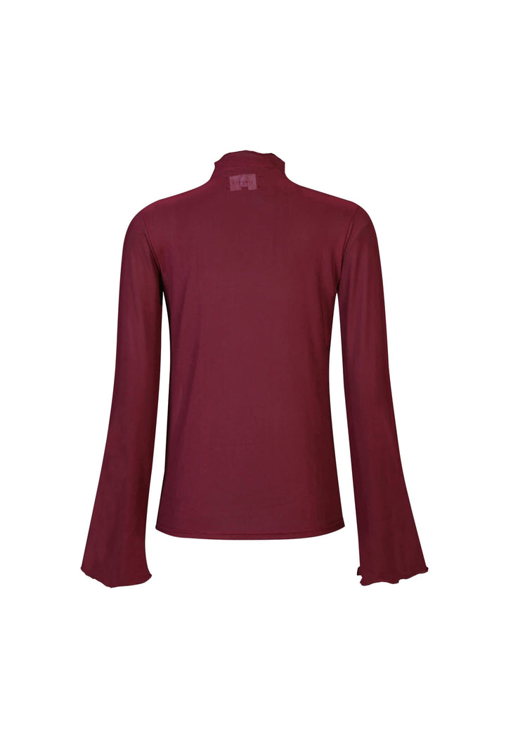 Liberte - Mesh Ls Trompet Top 22486 - Bordeaux Toppe 