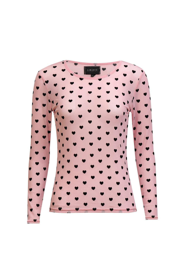 Liberte - Mesh Ls Tshirt, Flock 22081 - Rose Heart T-shirts 