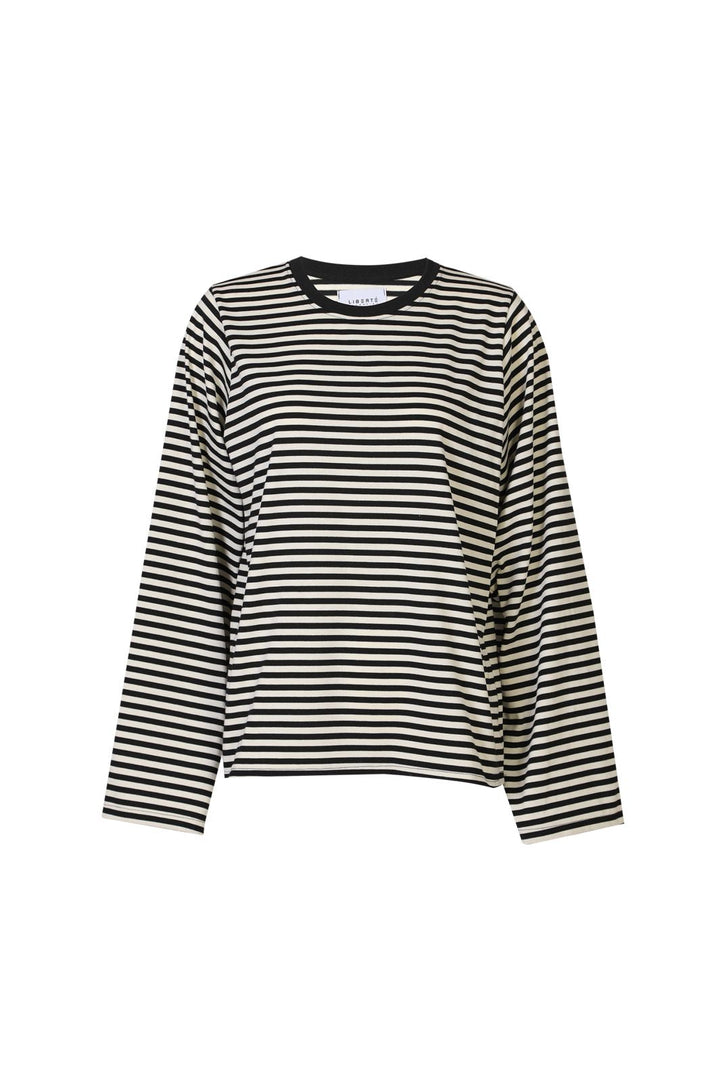 Liberte - Nalia Ls Boxy Tshirt 22473 - Black Creme Stripe