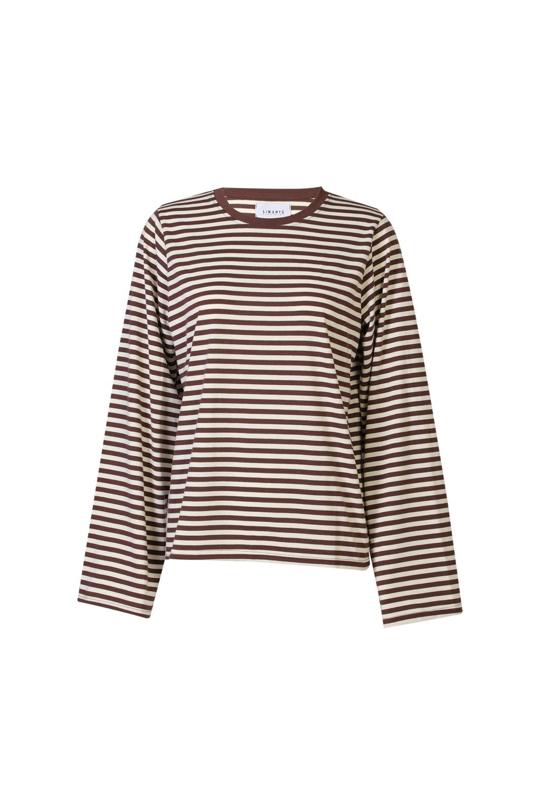 Liberte - Nalia Ls Boxy Tshirt 22473 - Brown Creme Stripe