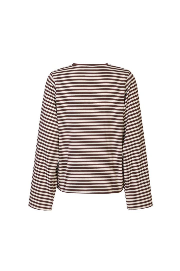 Liberte - Nalia Ls Boxy Tshirt 22473 - Brown Creme Stripe