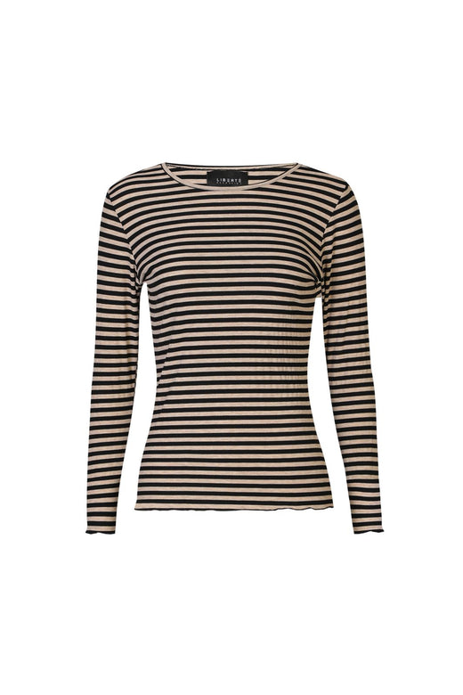 Liberte - Natalia Ls Round Neck Blouse 9914 - Black Sand Stripe
