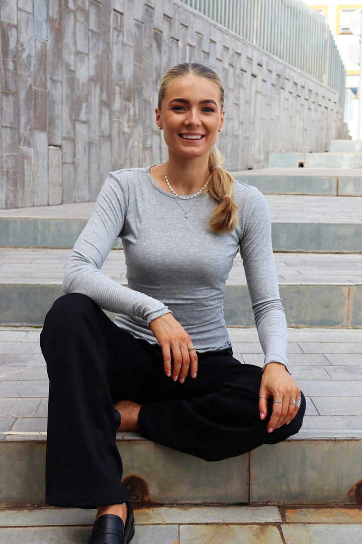 Liberte - Natalia Ls Round Neck Blouse 9914 - Grey Mel.