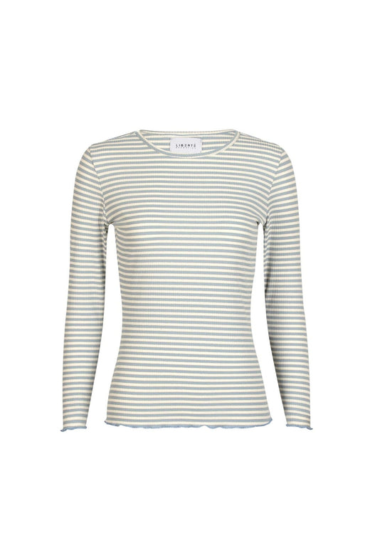 Liberte - Natalia Ls Round Neck Blouse 9914 - L. Blue Creme Gold Stripe