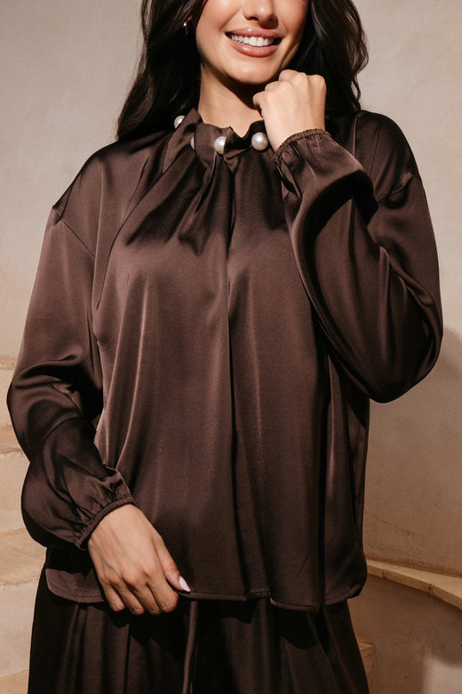 Liberte - Pip Ls Blouse 22313 - Dark Brown Bluser 
