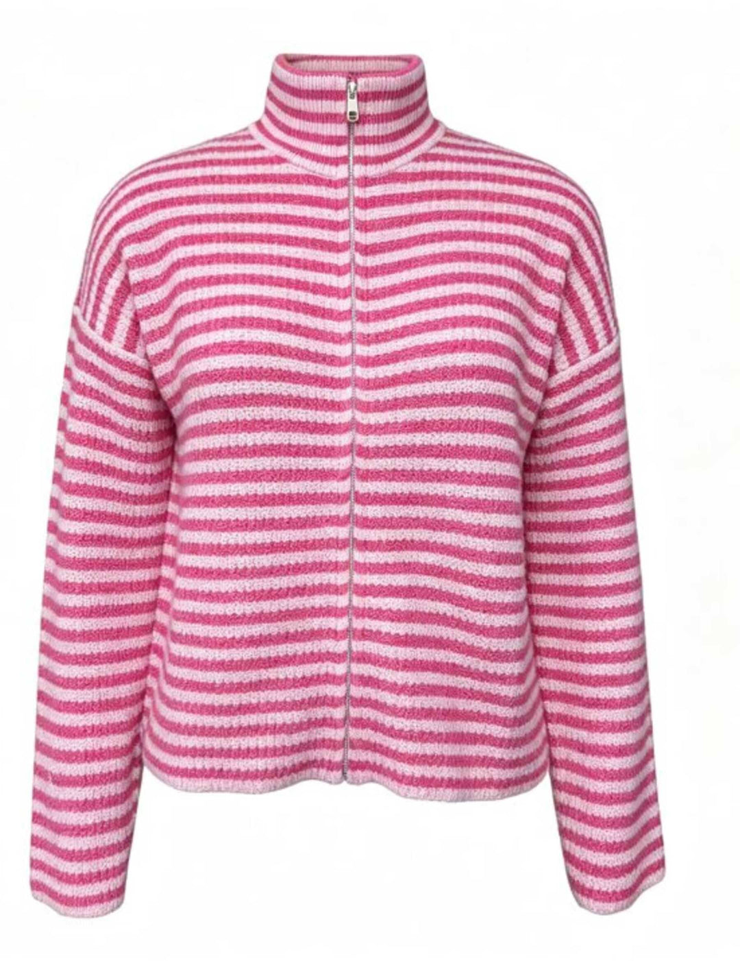 Liberte - Sara Ls Zip Cardigan 22476 - Pink Rose Stripe Cardigans 