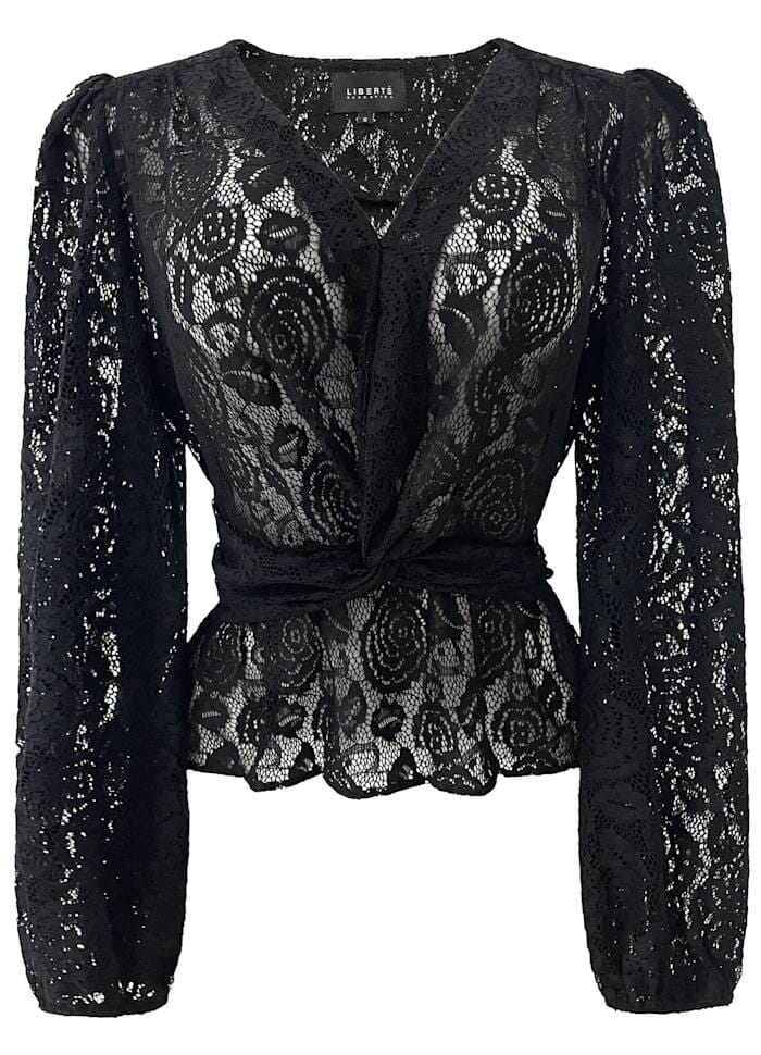 Liberte - Tiki Ls Twist Blouse 22120 - Black Lace Bluser 