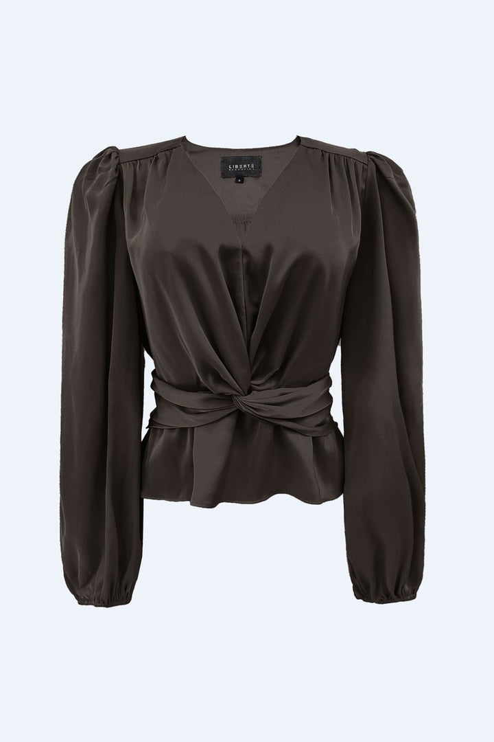 Liberte - Tiki Ls Twist Blouse 22120 - Dark Brown