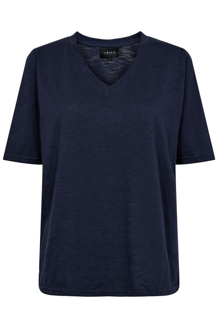 Liberte - Ulla-Ss-Vneck-Tshirt - Navy T-shirts 