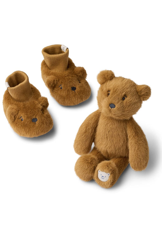 Liewood - Basim Bear Baby Plush Gift Set LW20296 - Golden caramel