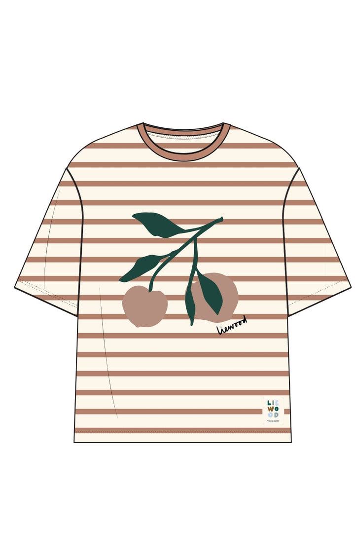 Liewood - Tyler Placement Shortsleeve T-shirt - Peach / Stripe tuscany rose / creme de la creme