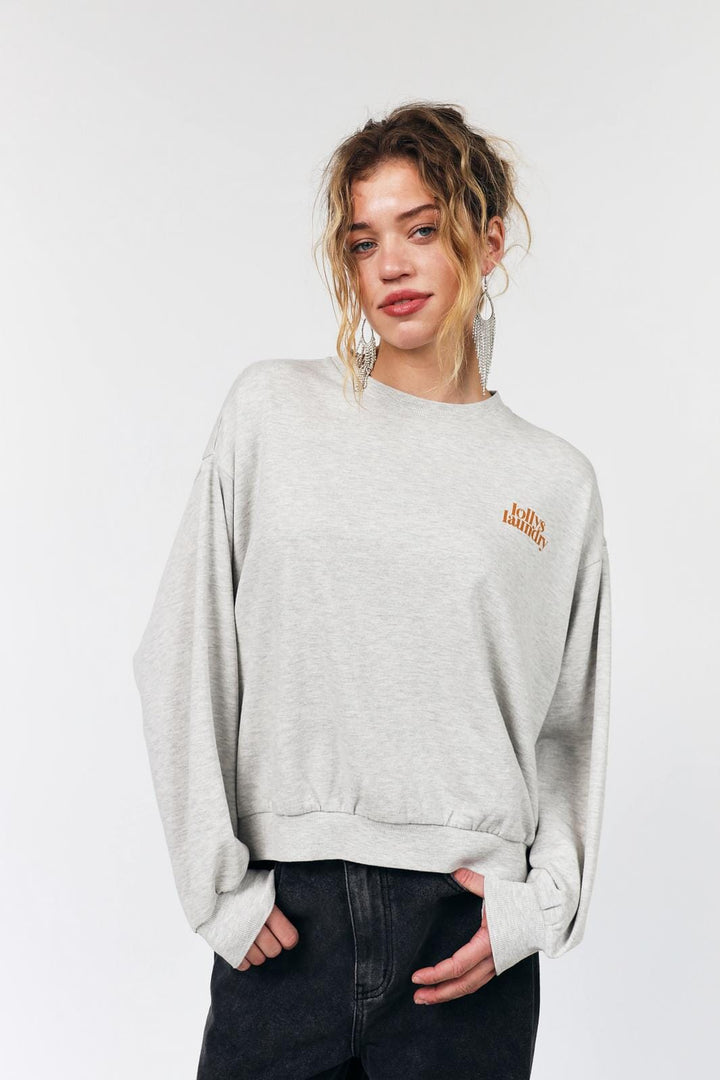 Lollys Laundry - Sydneyll Butterfly Sweatshirt Ls 26586-1039 -  13 Light Grey Melange