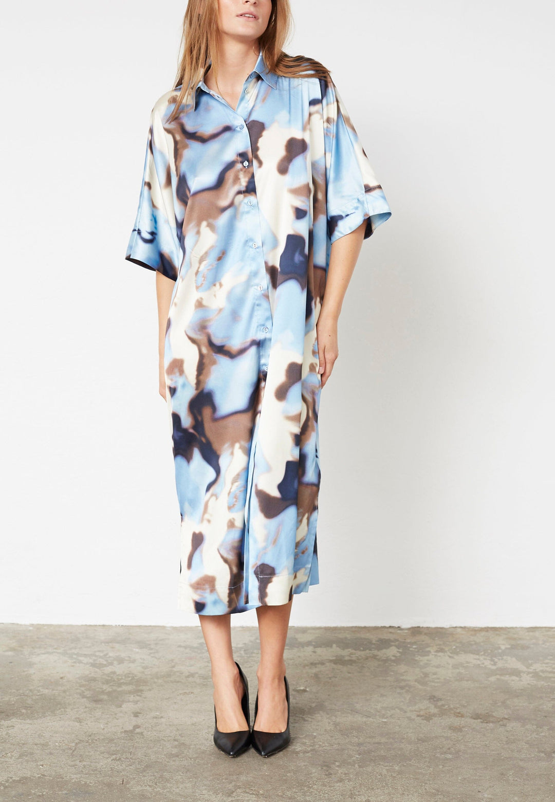 Love & Divine - Love1397 19275 - 803 - Blue Waterprint Kjoler 