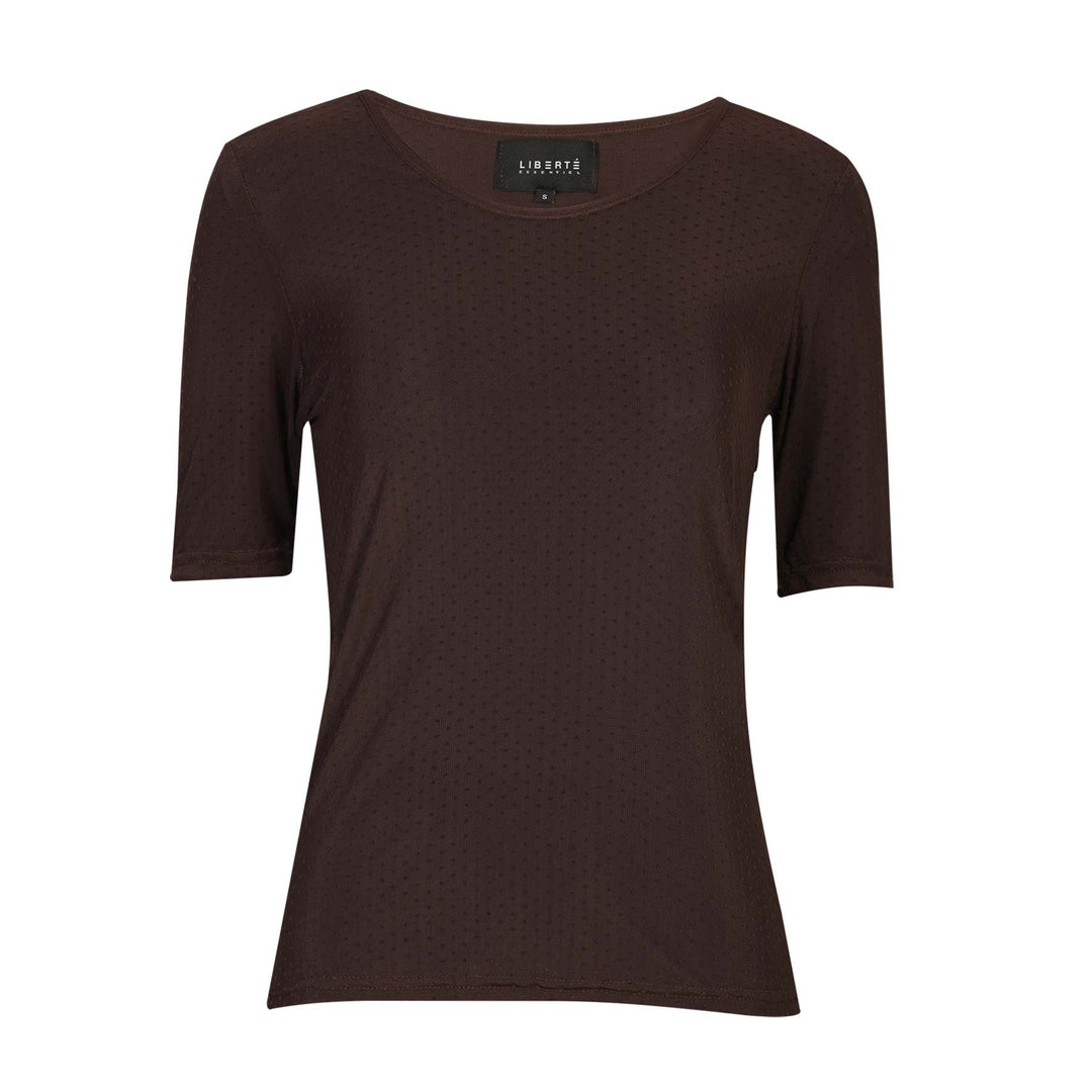 Liberte - Mesh Ss Tshirt, Dot 22011 - Dark Brown