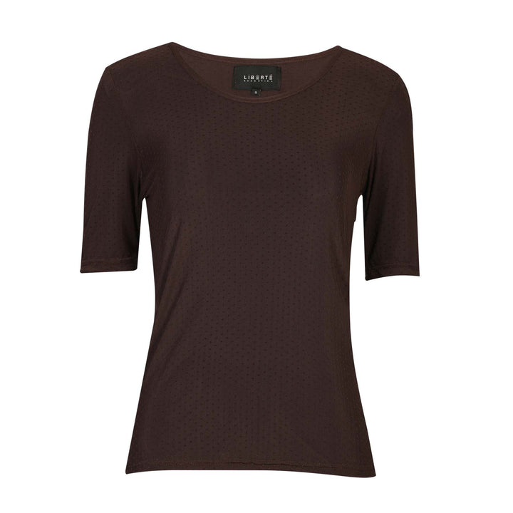 Liberte - Mesh Ss Tshirt, Dot 22011 - Dark Brown