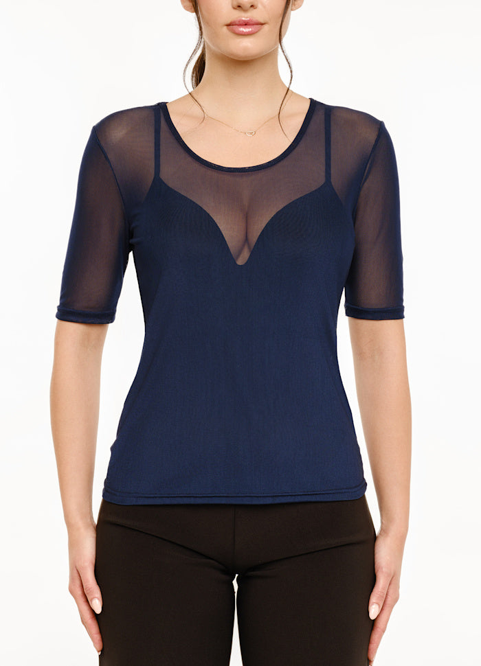 Liberte - Mesh Ss Tshirt 22064 - Navy