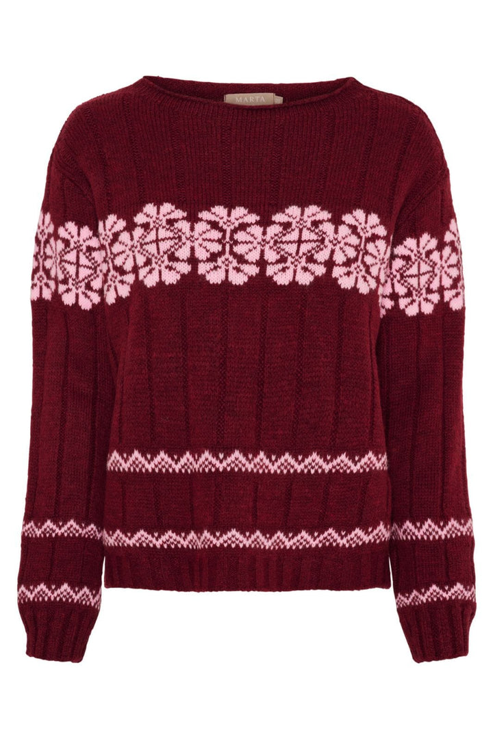 Marta Du Chateau - Mdcbruna Knit 8154 - Bordeaux/Pink Strikbluser 