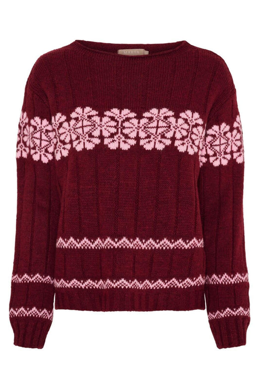 Marta Du Chateau - Mdcbruna Knit 8154 - Bordeaux/Pink Strikbluser 