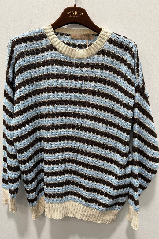 Marta Du Chateau - Mdcnivelle Knit KNA110M - Moro/Celeste Strikbluser 