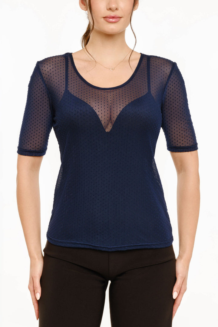 Liberte - Mesh Ss Tshirt, Dot 22011 - Navy