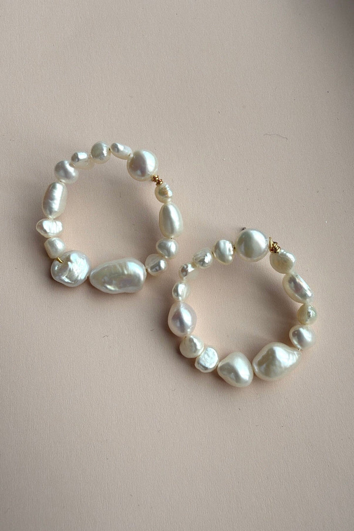 Mellow Moon - Pearl Circle - White Øreringe 