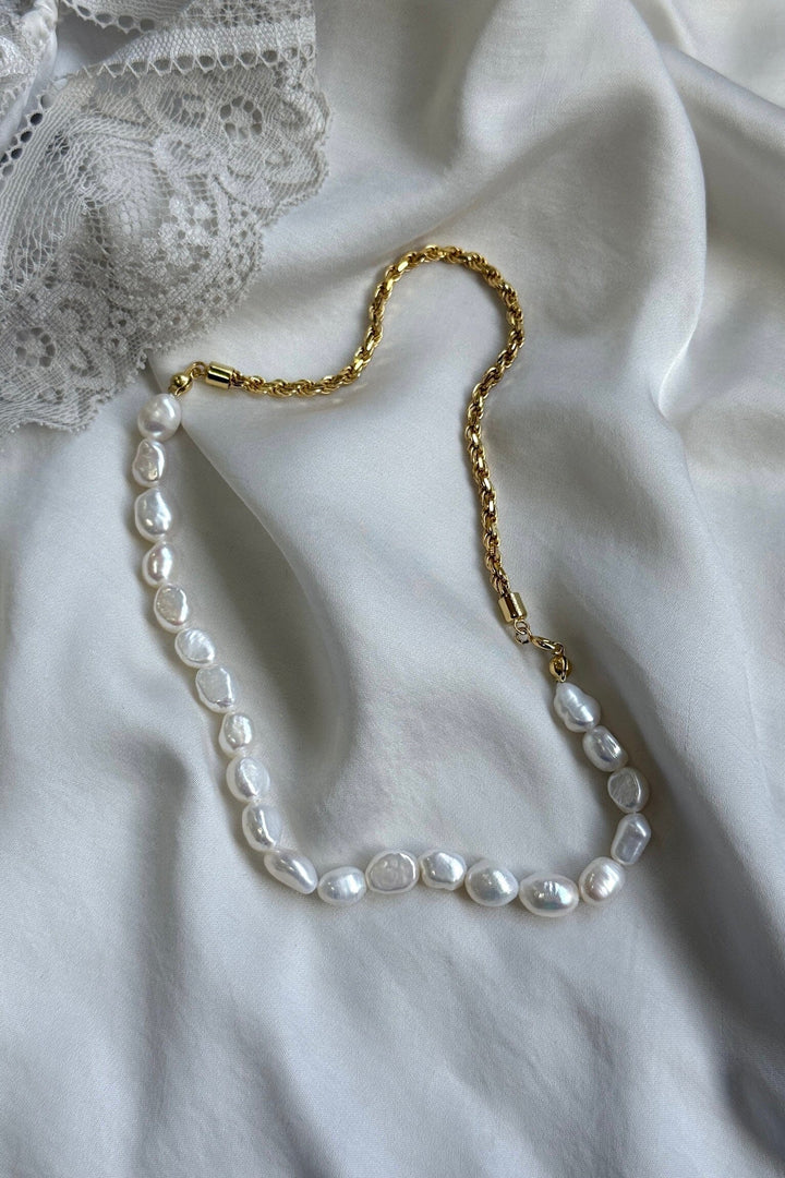 Mellow Moon - Perle & Robe kæde - Forgyldt Halskæder 