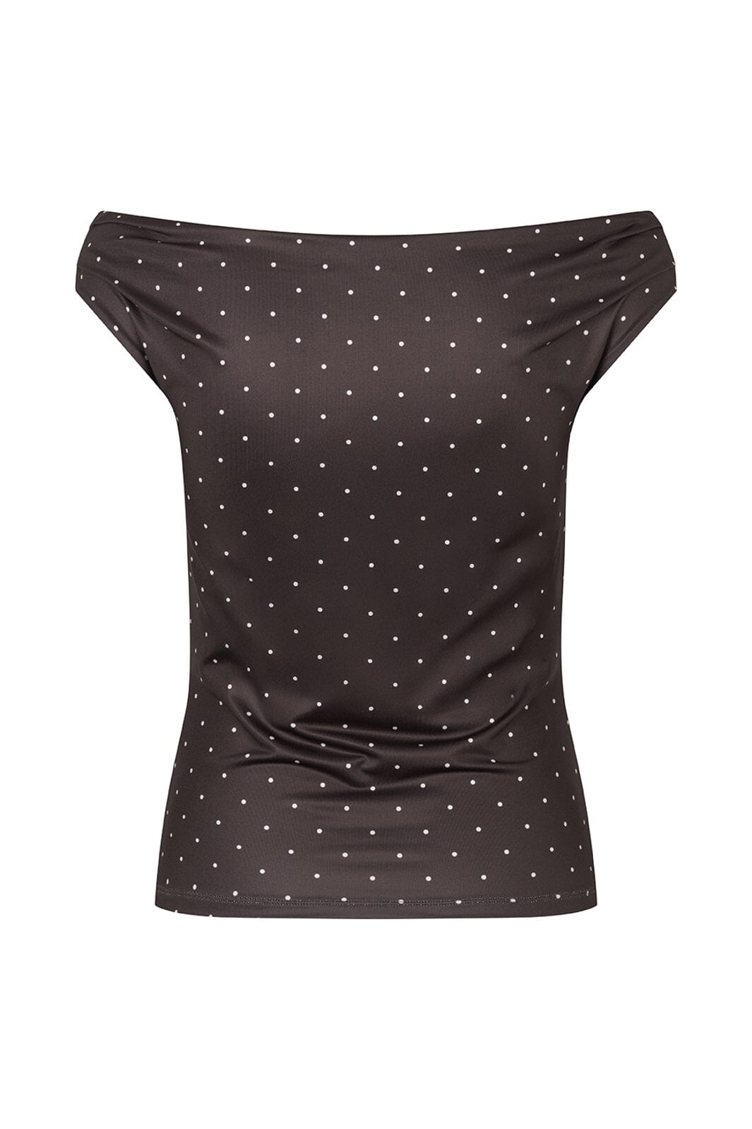 Modström - Himamd Print Off-Shoulder Top 59321 - 11188 - Seal Brown Dot