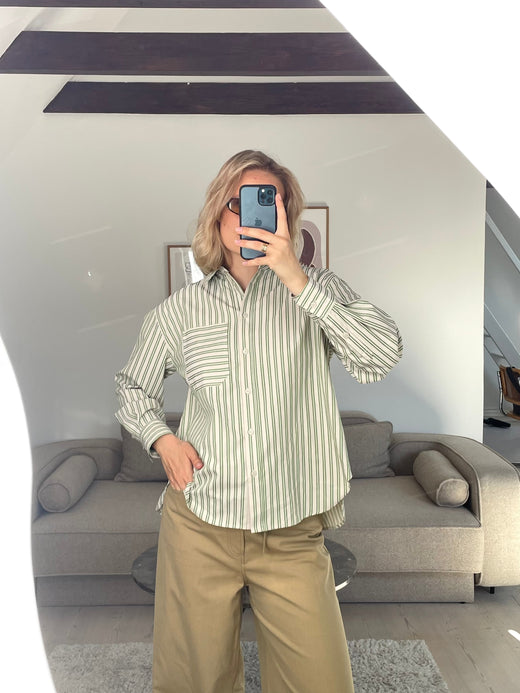Modström - Millemd Shirt 58598 - 11517 - Medium Green Stripe Skjorter 