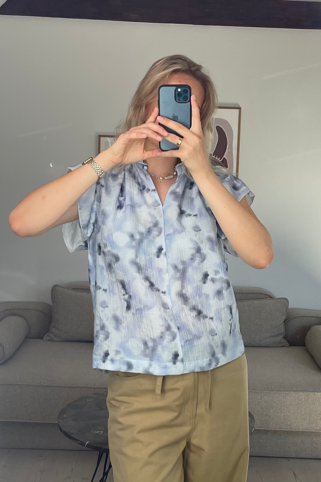 Modström - Phillismd Print Top 58585 - 11172 - Grained Cloud Toppe 