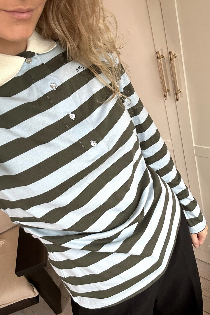 Modström - Stetsonmd Ls Stripe Polo 58842 - 11189 - Cashmere Beluga Stripe T-shirts 