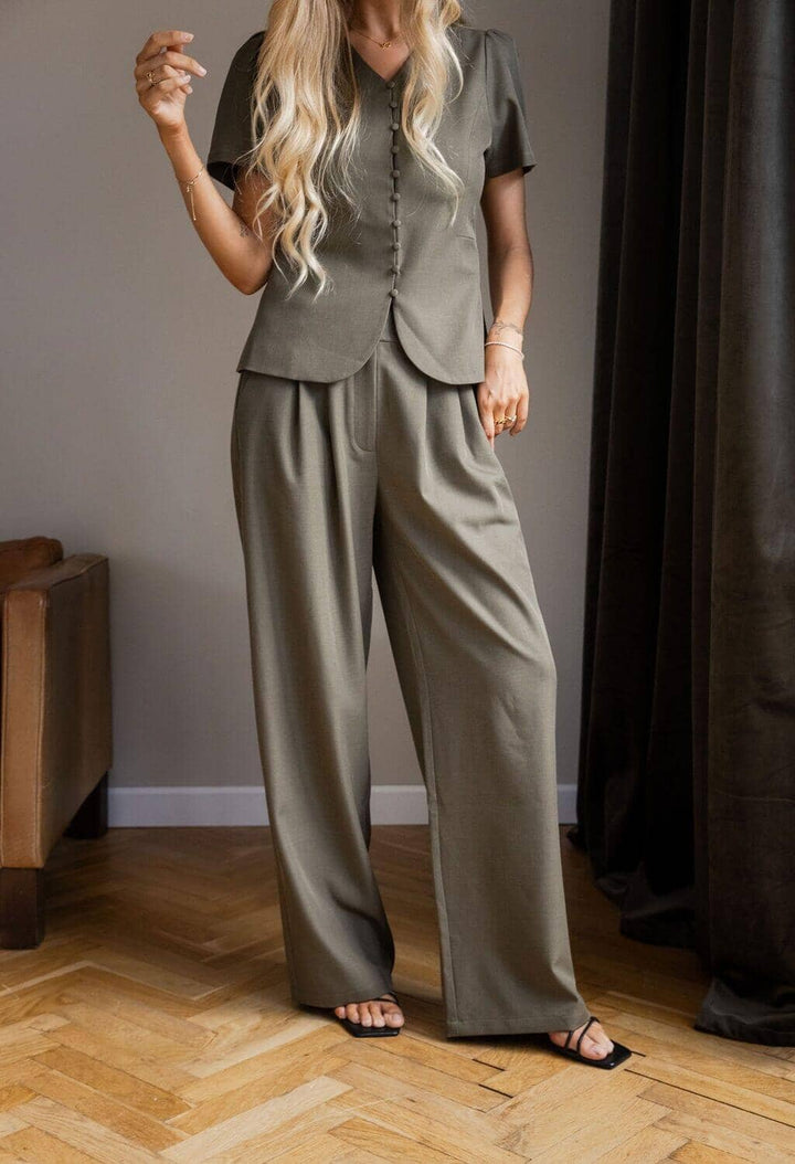 Molly&My x Julie Elgaard - Celina Structure Pants 167306 - 176 - Khaki Bukser 