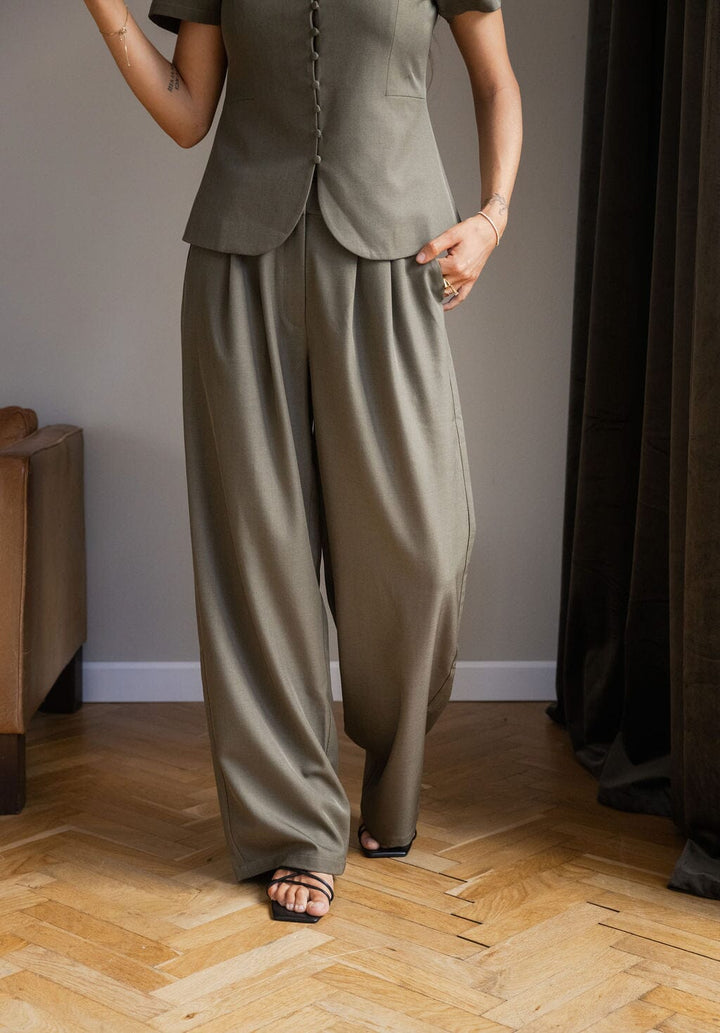 Molly&My x Julie Elgaard - Celina Structure Pants 167306 - 176 - Khaki Bukser 
