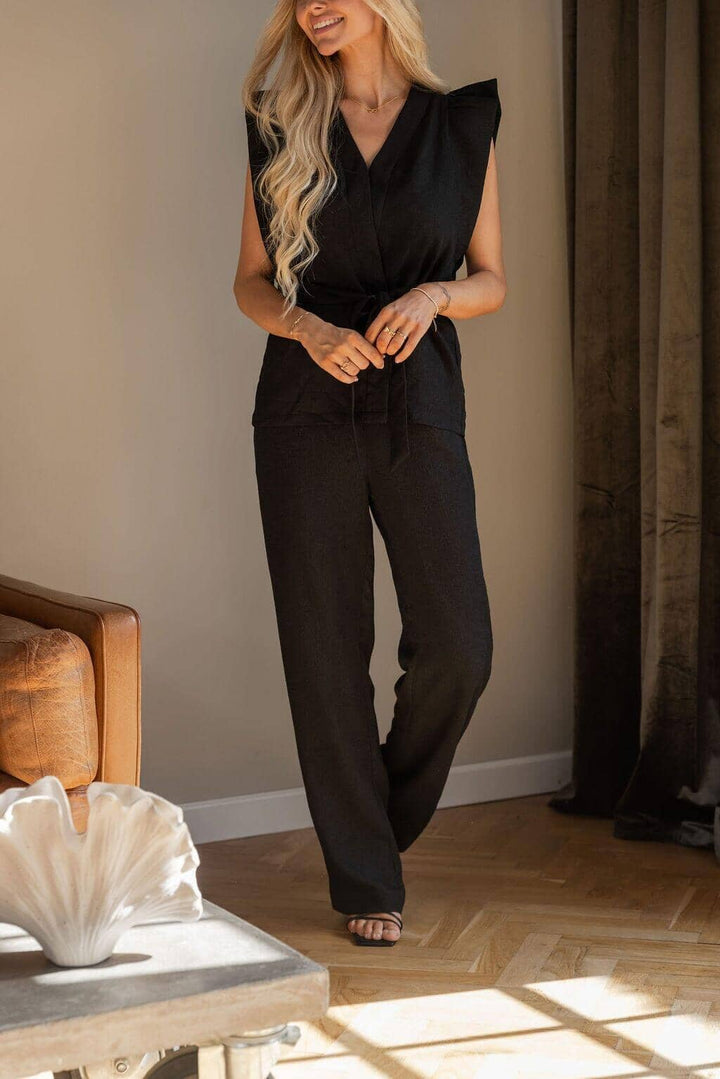 Molly&My x Julie Elgaard - Elsa Jacquard Pants 167096 - 100 - Black Bukser 