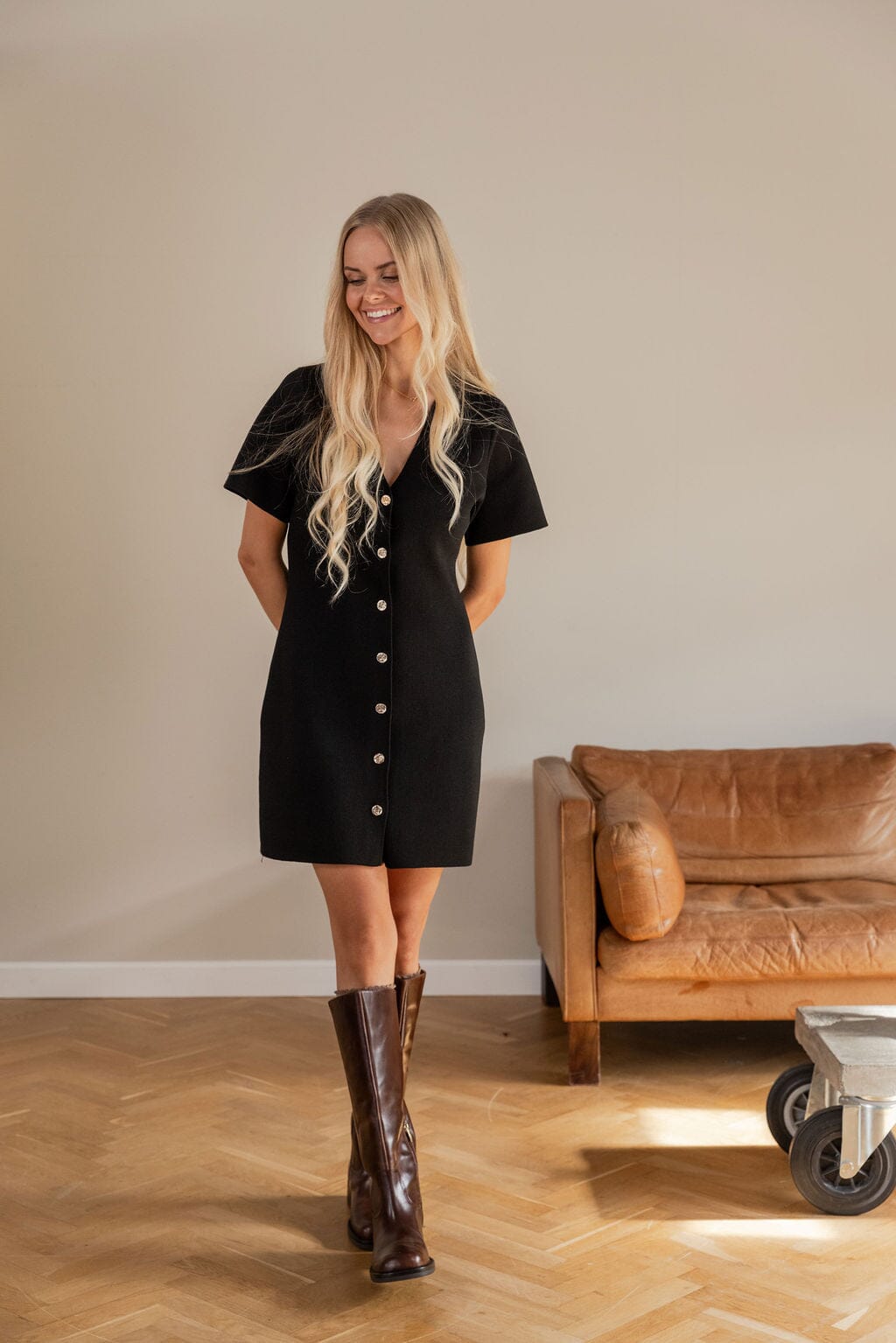 Molly&My x Julie Elgaard - Nora Knit Dress 167103 - 100 - Black Strikbluser 