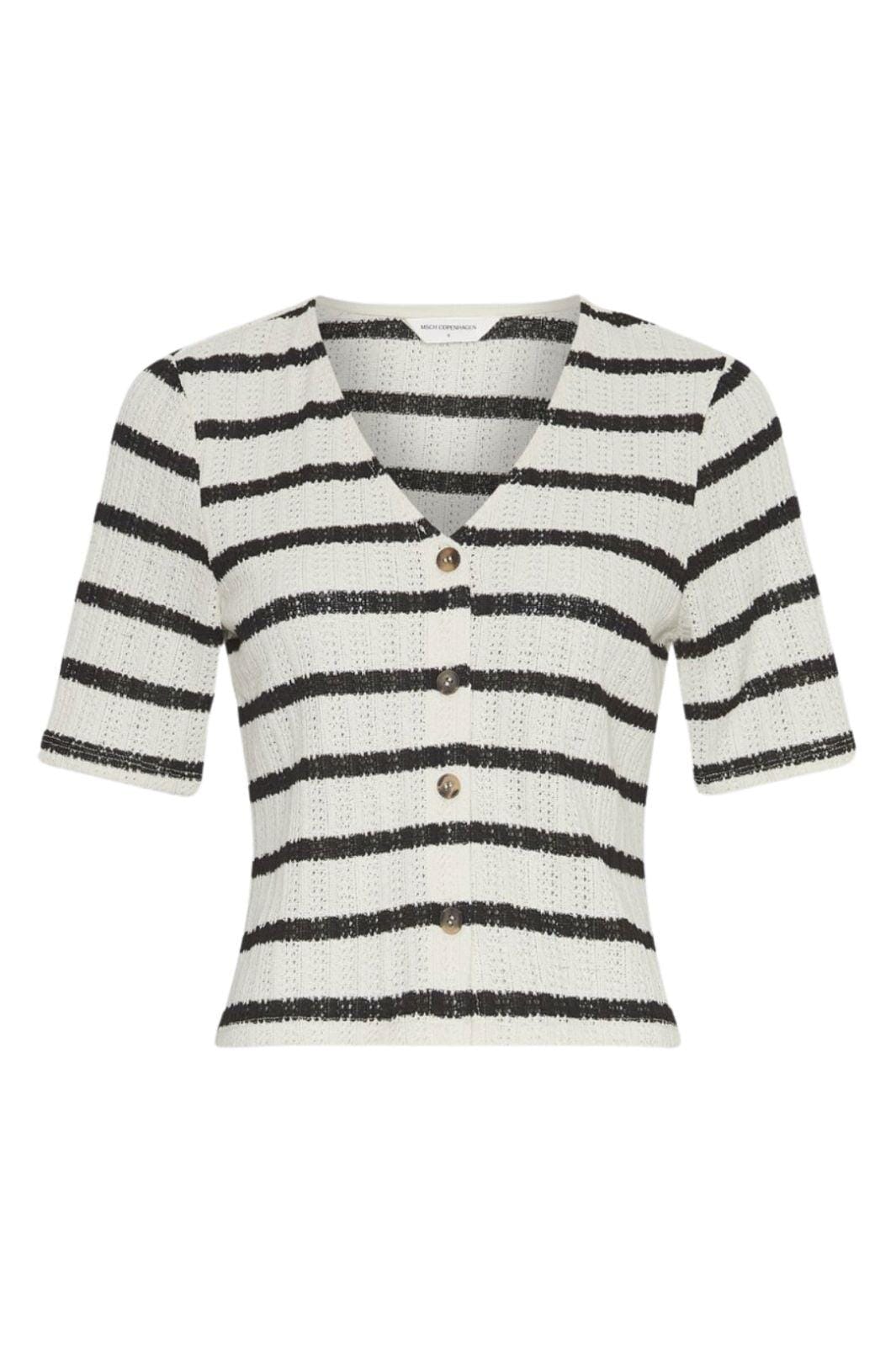 Forudbestilling - Moss Copenhagen - Mschkenja 2/4 Top Stp 19105 - Turtledove Blk Toppe 