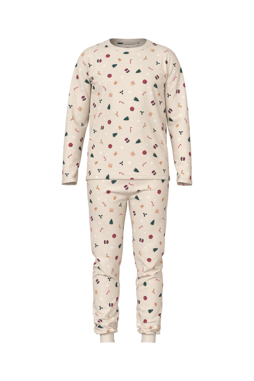 Name It - Nanvismas Ls Nightset - 4918982 Whitecap Gray Xmas Aop
