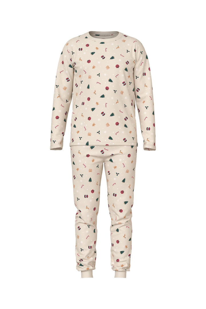 Name It - Nanvismas Ls Nightset - 4918982 Whitecap Gray Xmas Aop