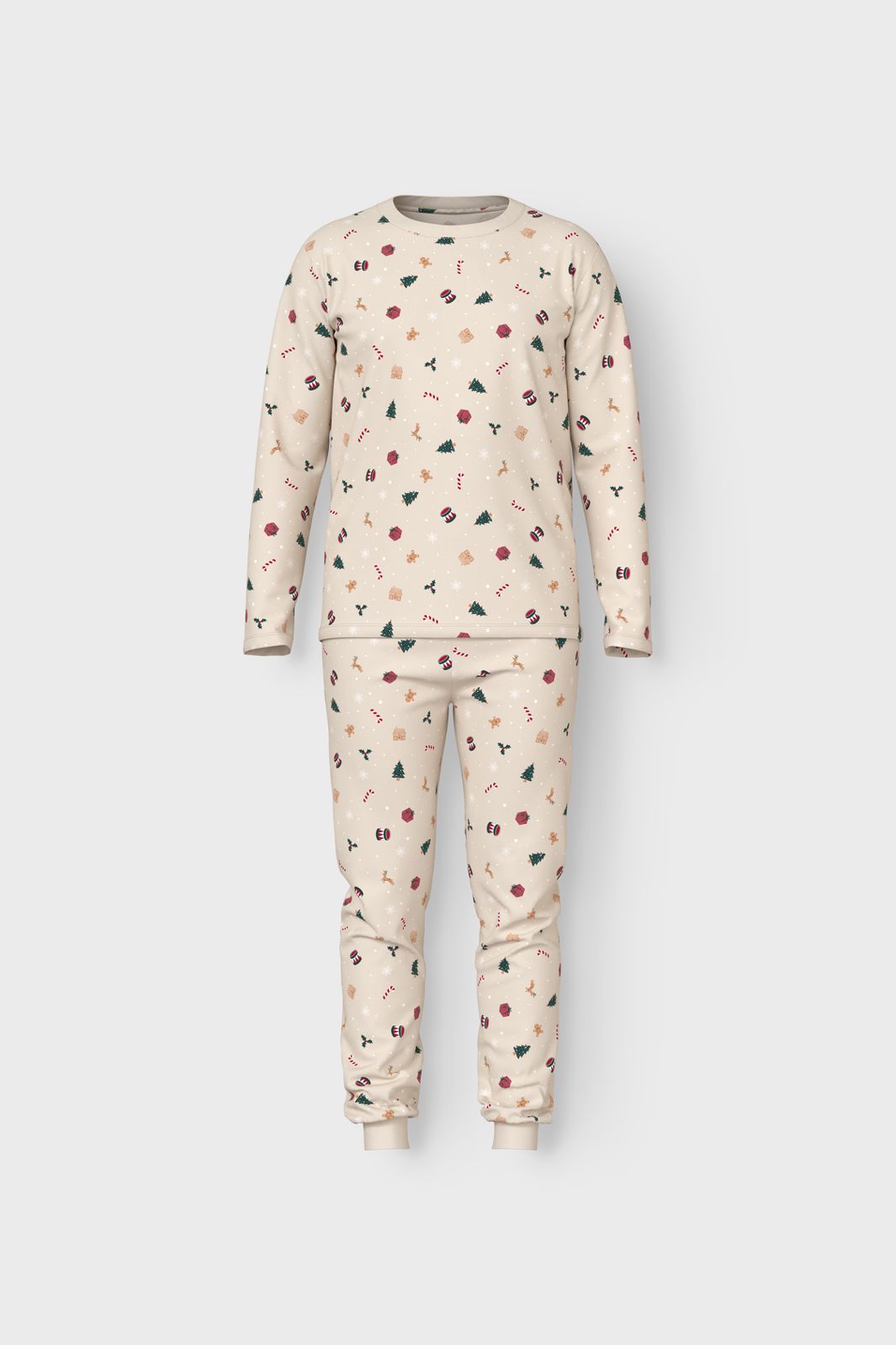 Name It - Nanvismas Ls Nightset - 4918982 Whitecap Gray Xmas Aop
