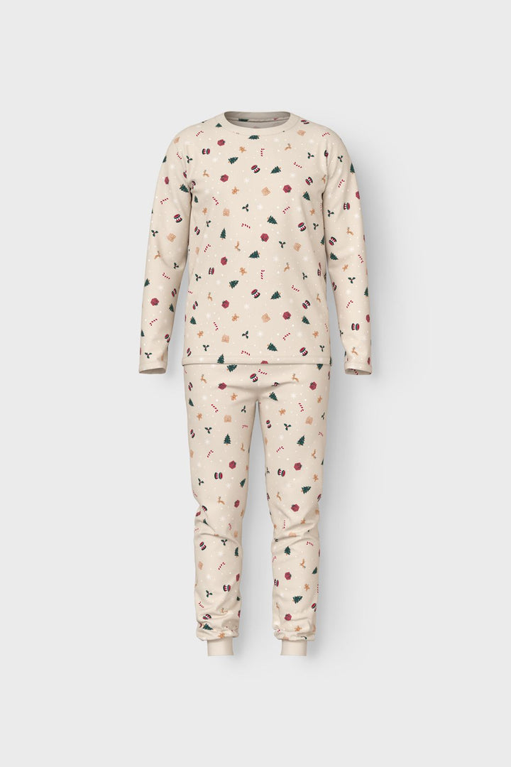Name It - Nanvismas Ls Nightset - 4918982 Whitecap Gray Xmas Aop