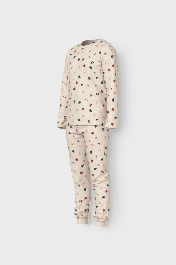 Name It - Nanvismas Ls Nightset - 4918982 Whitecap Gray Xmas Aop
