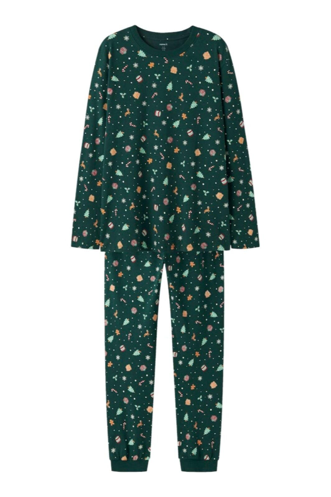 Name It - Nanvismas Ls Nightset - 4918983 Botanical Garden Xmas Aop Nattøj 