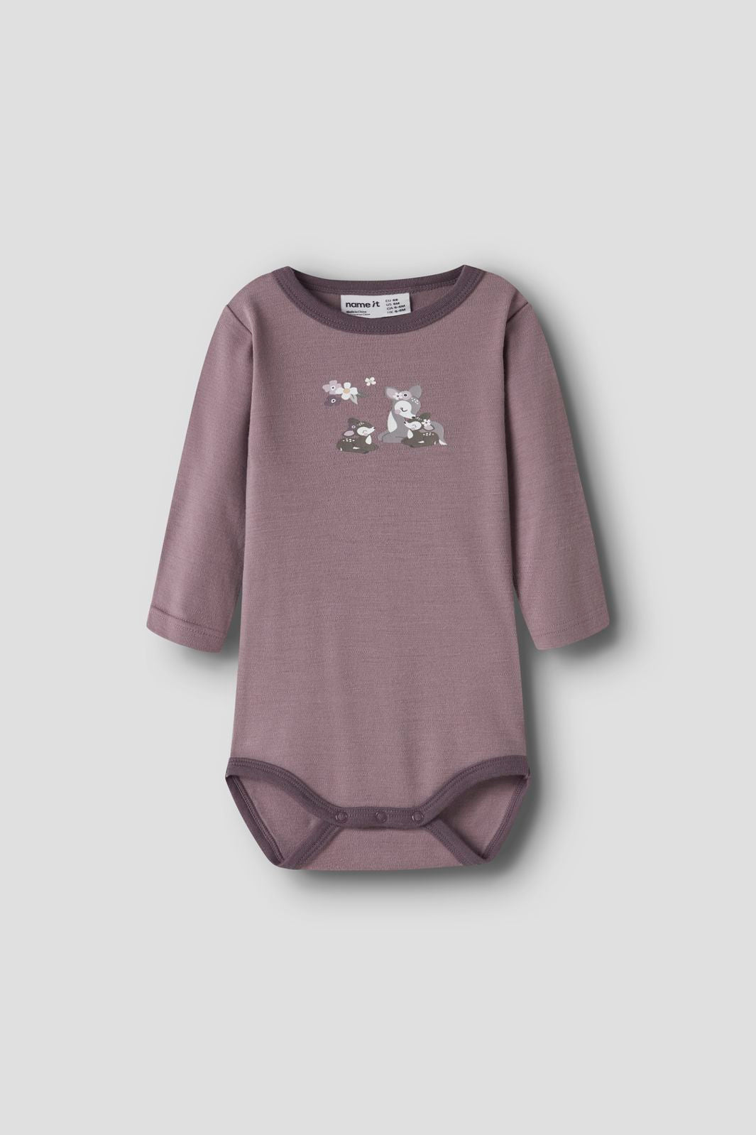 Name It - Nbfwillit Wool Ls Body - 4954614 Toadstool Bambi + Flowers