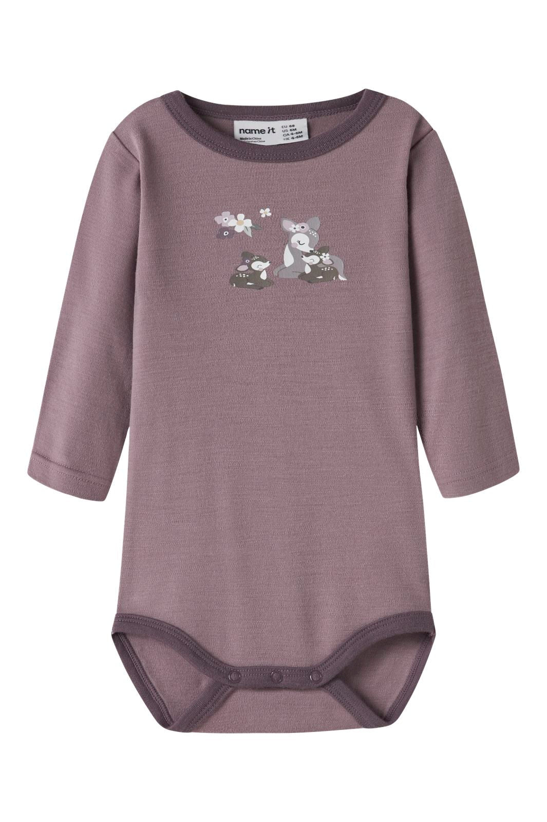 Name It - Nbfwillit Wool Ls Body - 4954614 Toadstool Bambi + Flowers