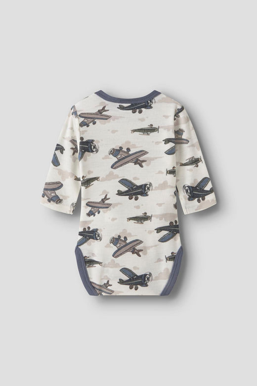 Name It - Nbmwillitus Wool Ls Body - 4951590 Snow White Airplanes